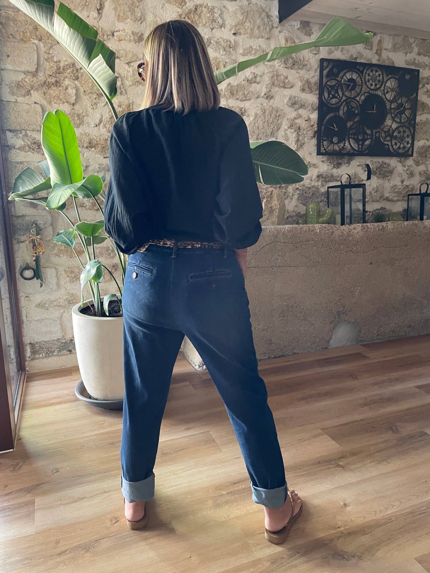 chino en jean femme