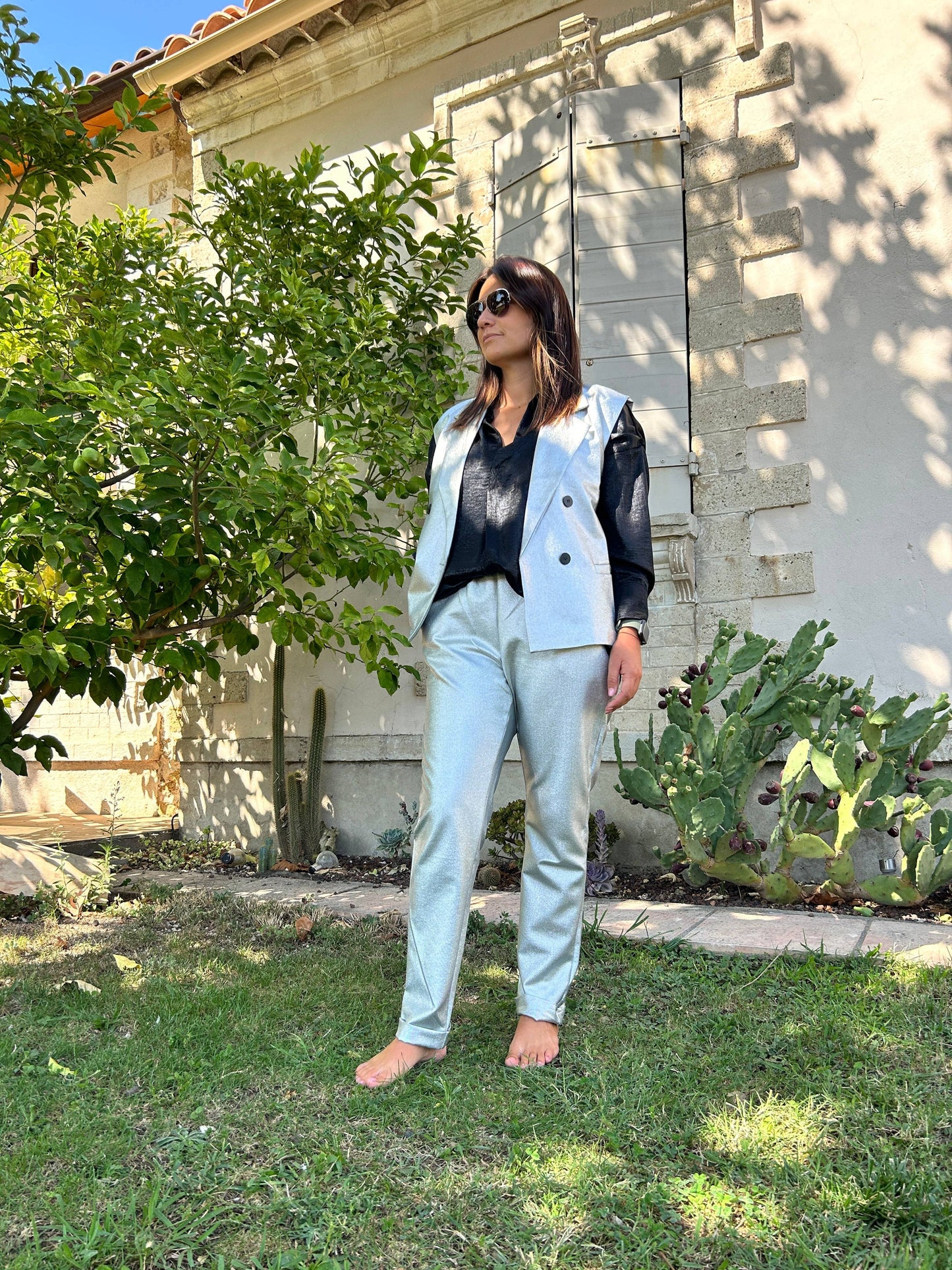 gilet de tailleur argent