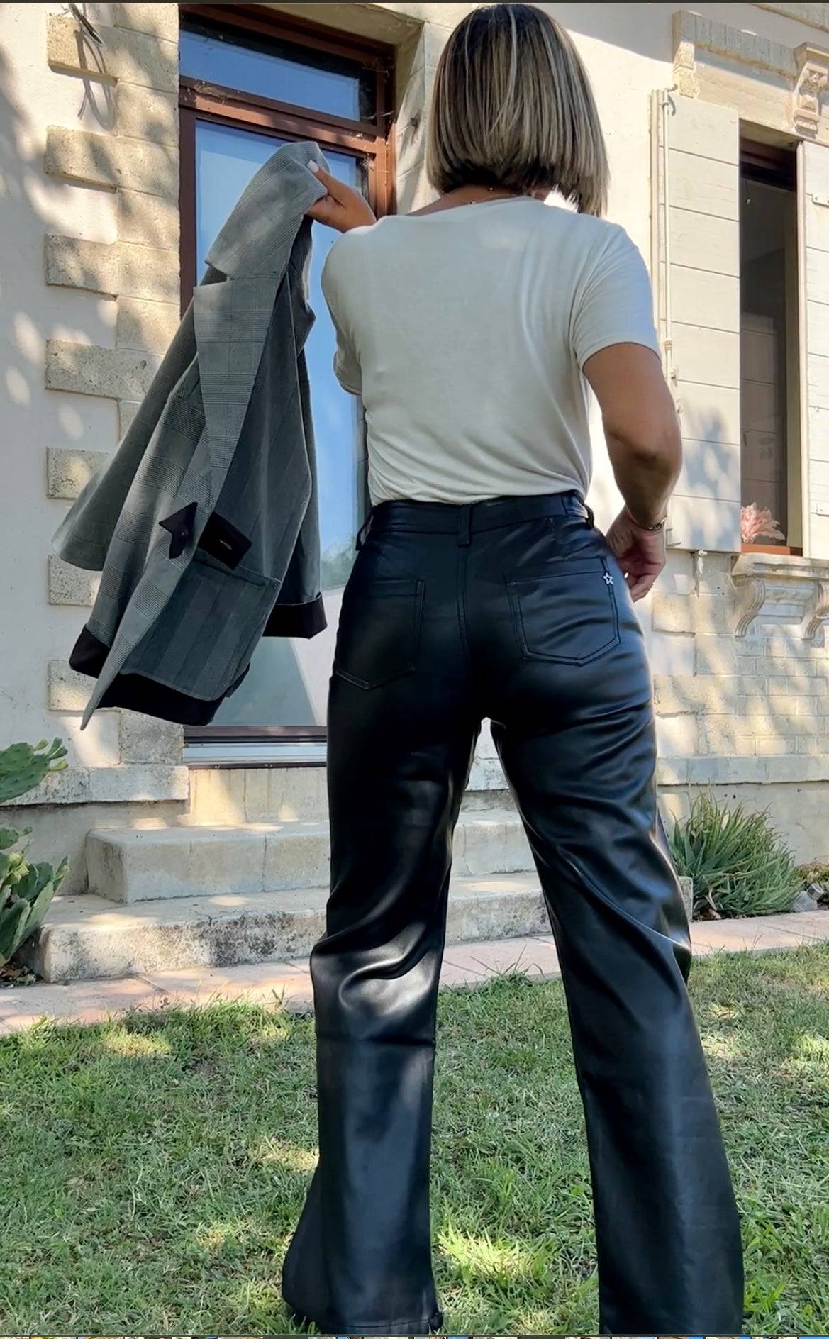 pantalon sarge similicuir noir