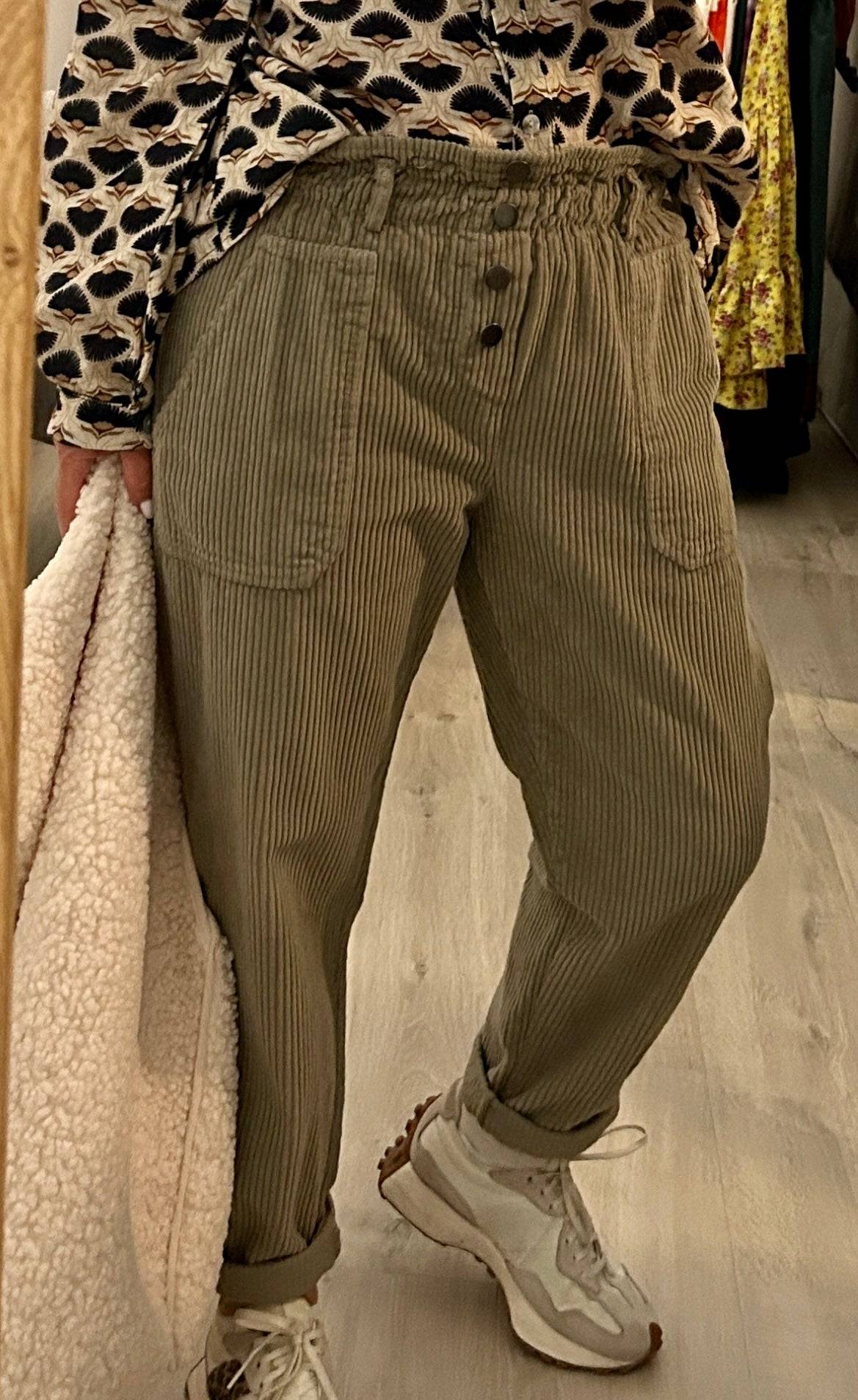 pantalon jogg velours taupe