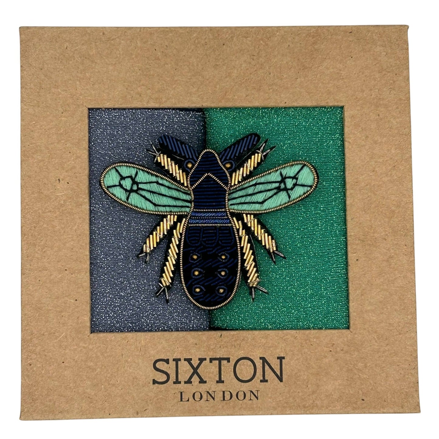 Duo de boîtes de chaussettes Havana Cool avec broche abeille bleu royal et verte- Vestiaire du Sud