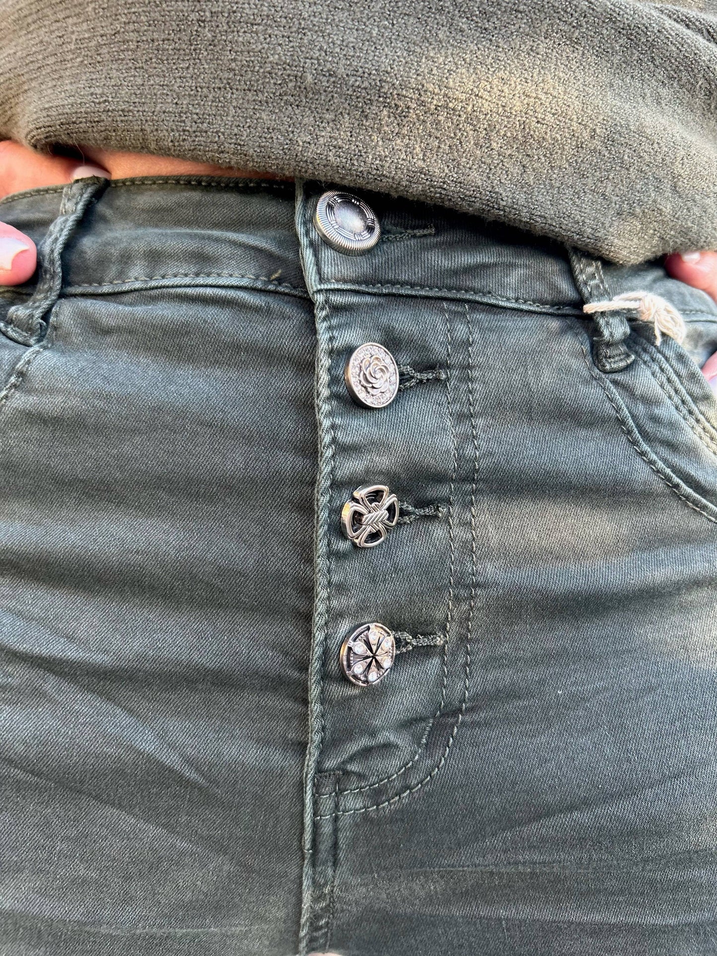 Jean slim grande taille kaki femme