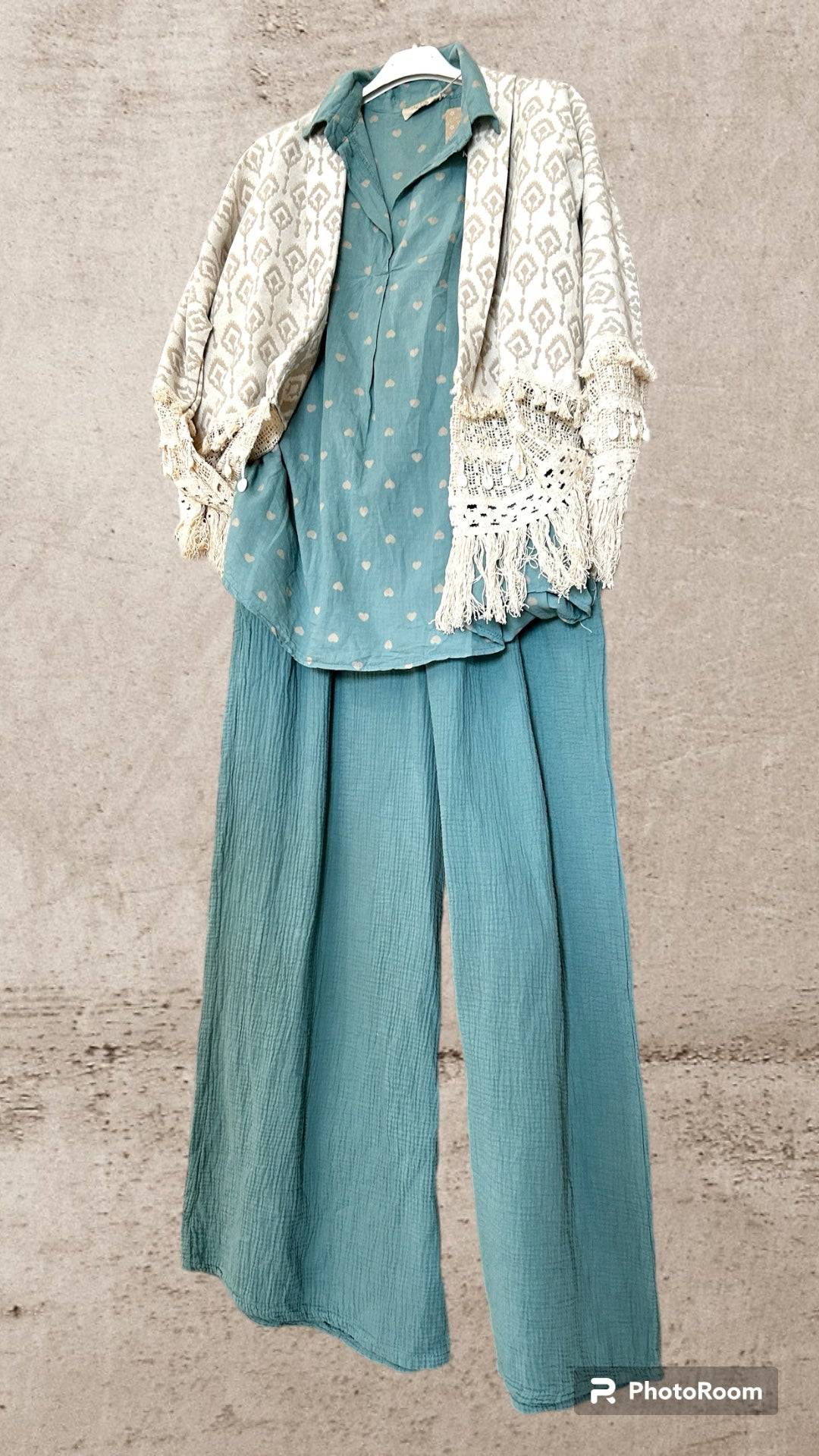pantalon femme en gaze de coton