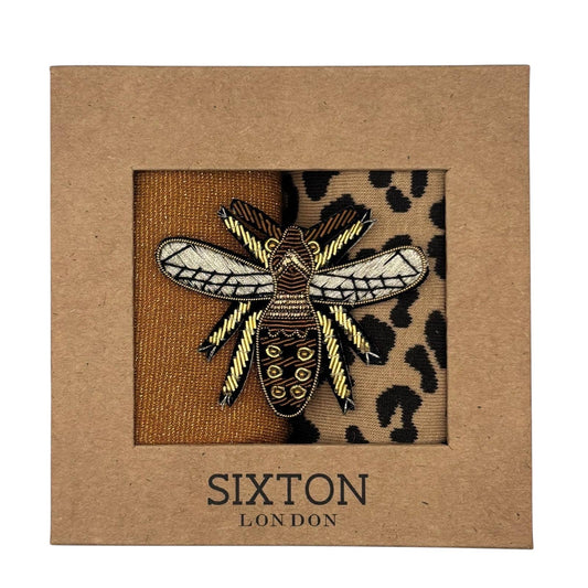 Duo de boîtes de chaussettes Copper Tokyo & Leopard avec insecte métallique - Vestiaire du Sud