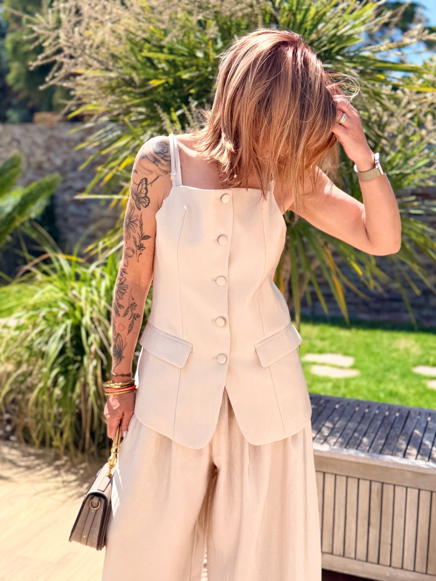 Ensemble satiné Capri beige - Vestiaire du Sud