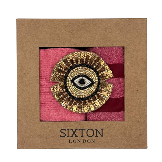 Coffret duo de chaussettes Pink Barcelona & Red Berlin avec Sunray Eye - Vestiaire du Sud