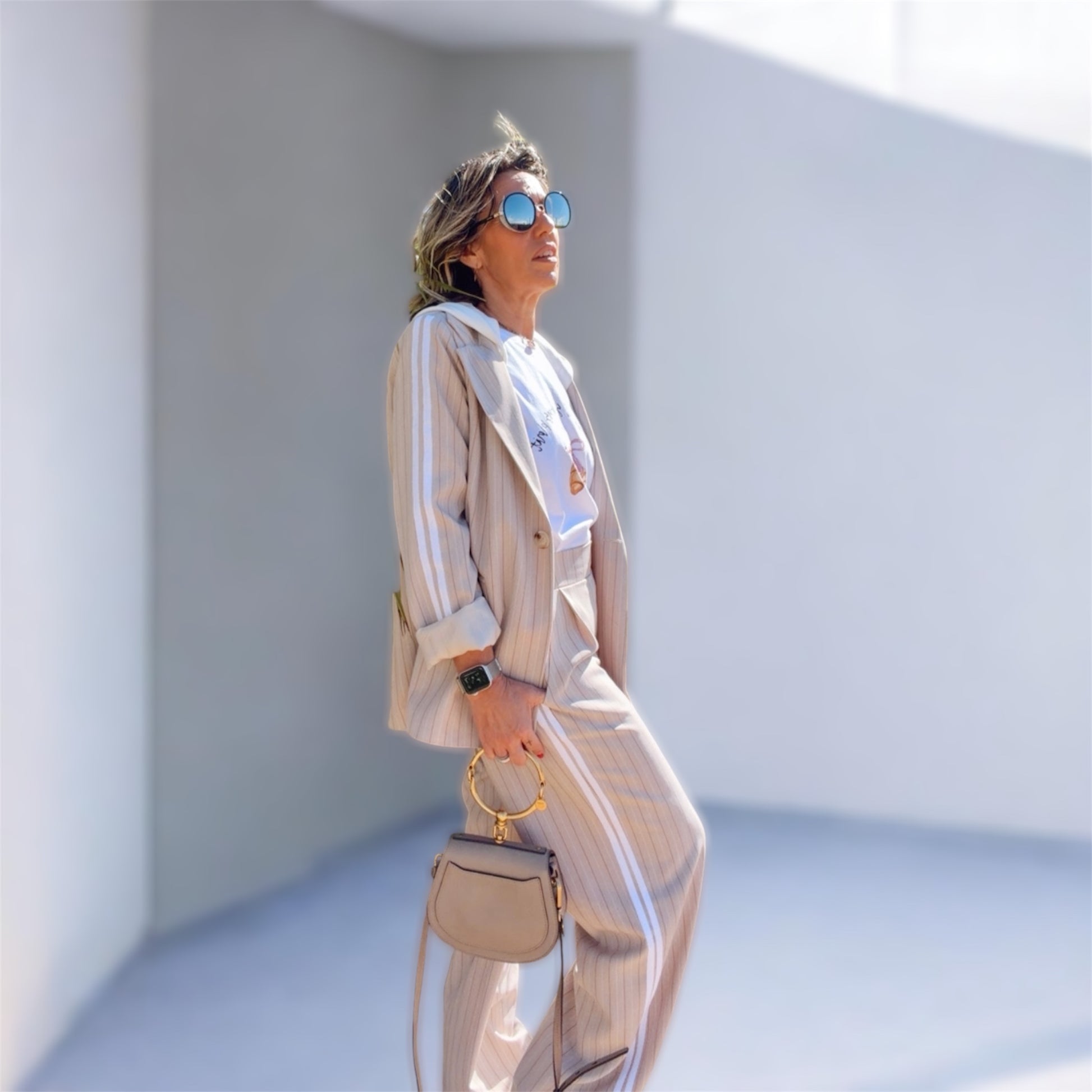 ensemble blazer rayures femme