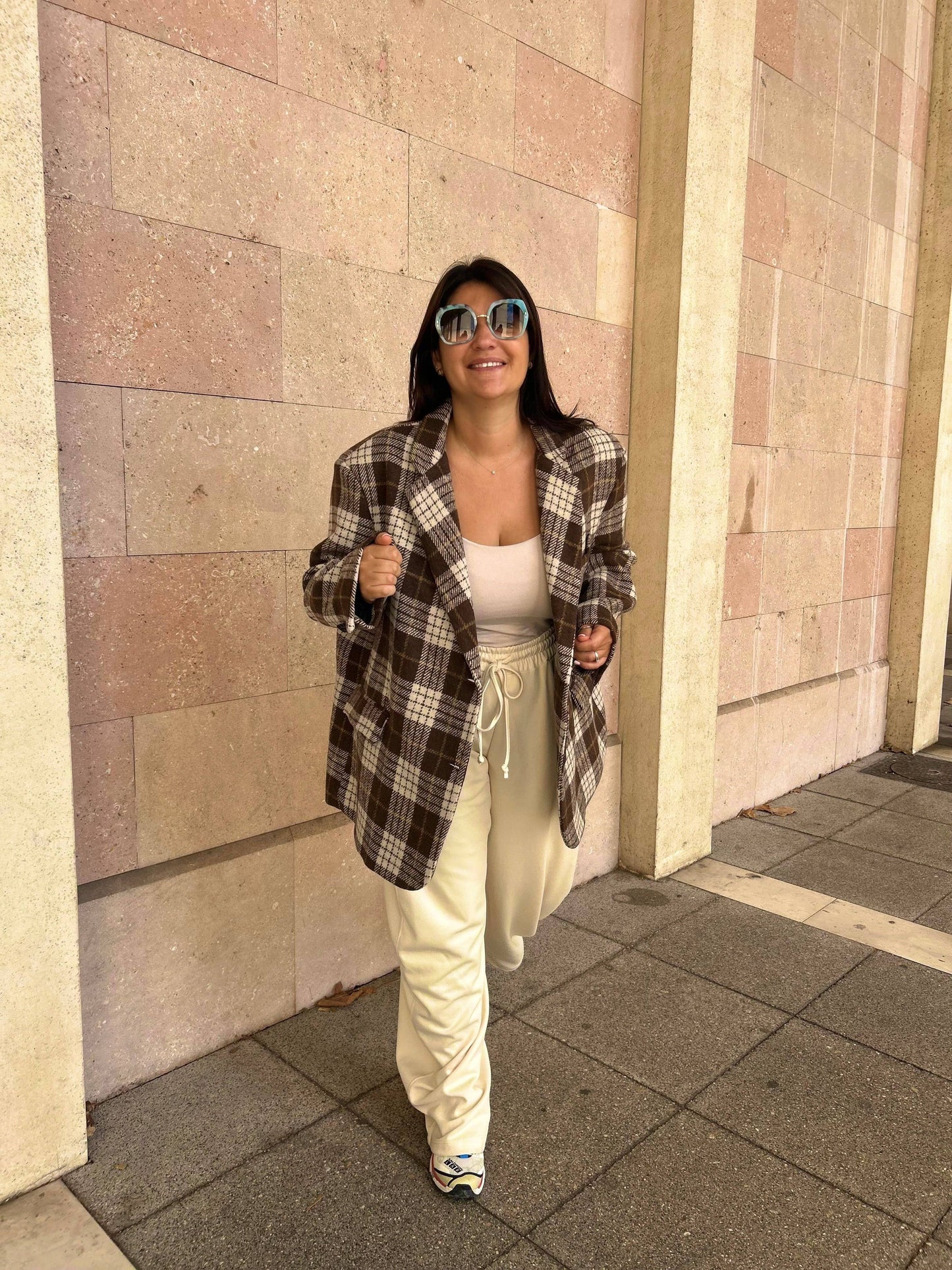 Veste Isabella - Blazer à carreaux chocolat automne 2025