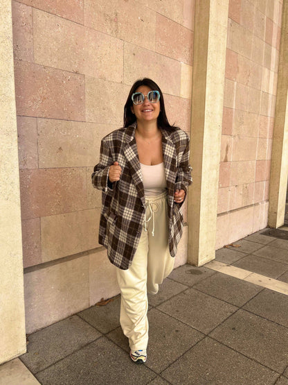 Veste Isabella - Blazer à carreaux chocolat automne 2025
