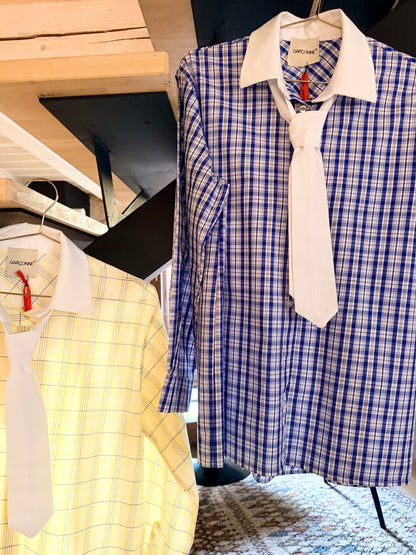 chemise jaune avec cravate 