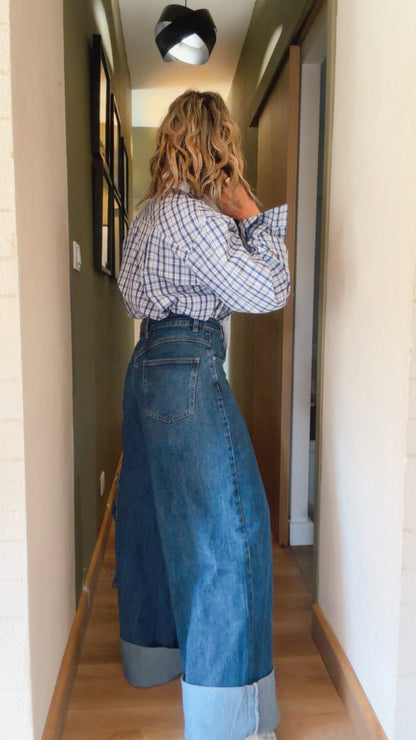 chemise carreaux tendance bleue