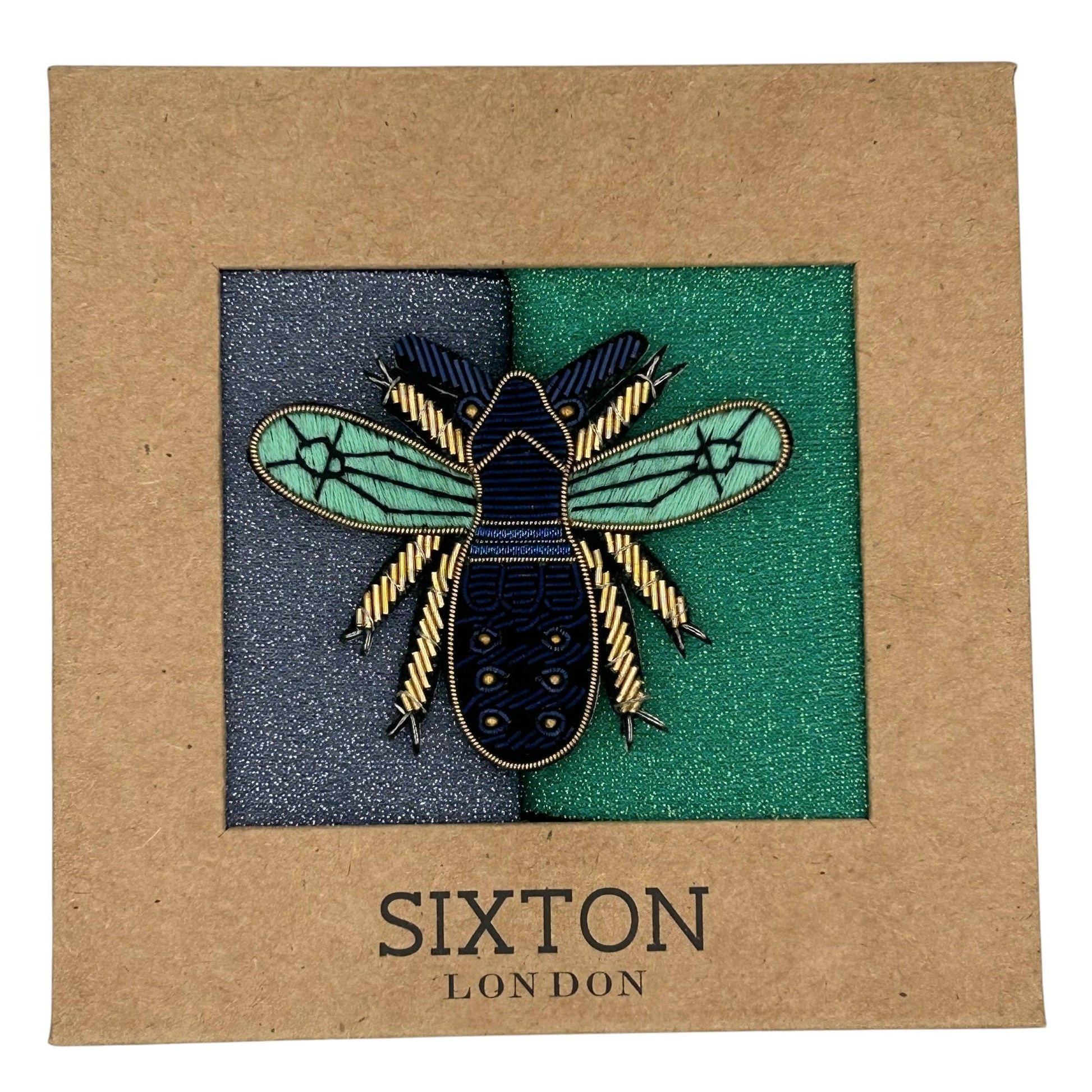 Duo de boîtes de chaussettes Havana Cool avec broche abeille bleu royal et verte- Vestiaire du Sud