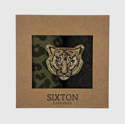 boite de 2 paires de chaussettes léopard avec broche - femme