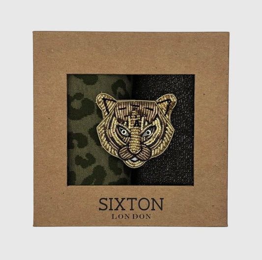 boite de 2 paires de chaussettes léopard avec broche - femme