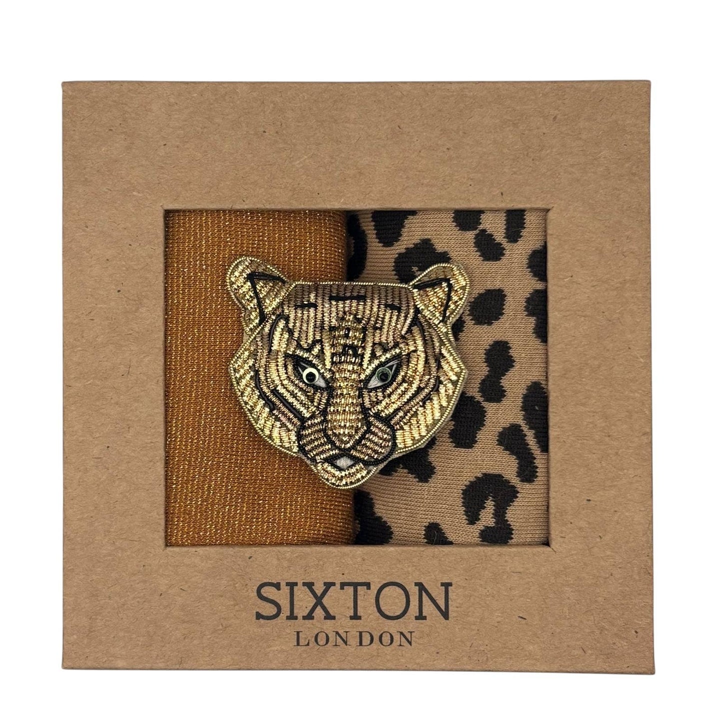 deux paires de chaussettes imprimée léopard