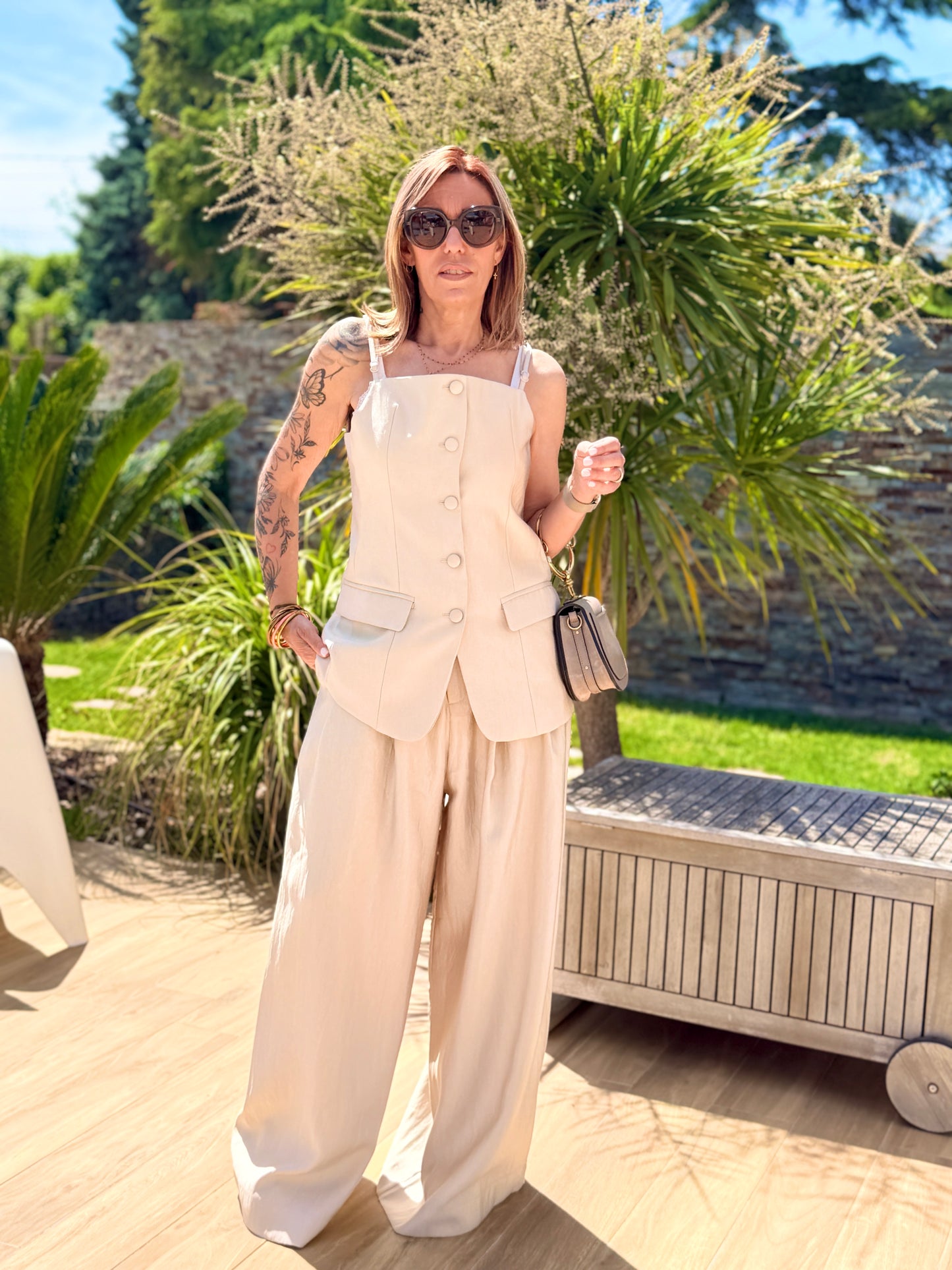 Ensemble satiné Capri beige - Vestiaire du Sud