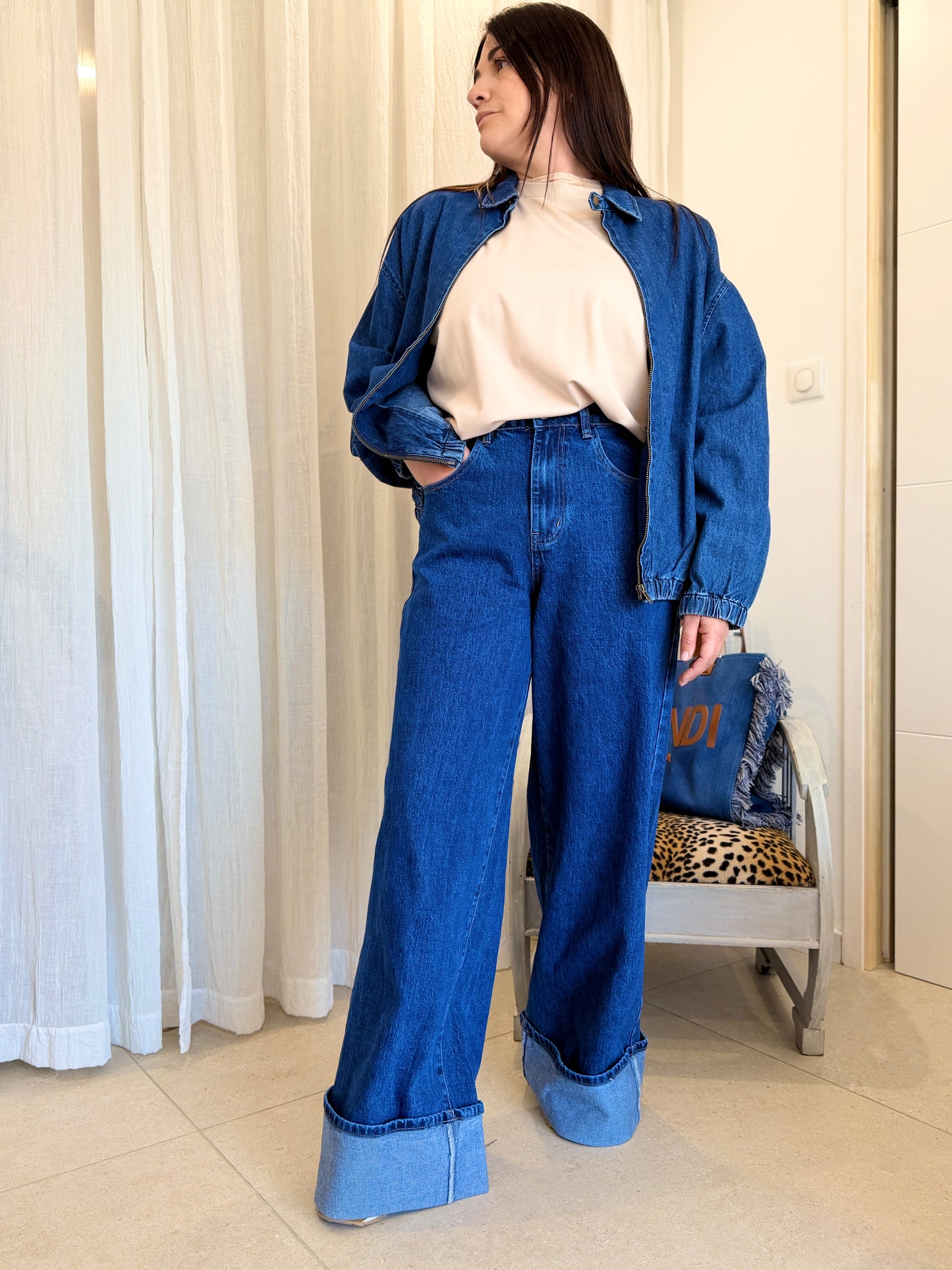 jean taille haute moderne femme