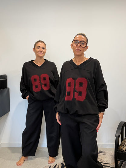 Sweat oversize ROMY 89 - Noir & bordeaux