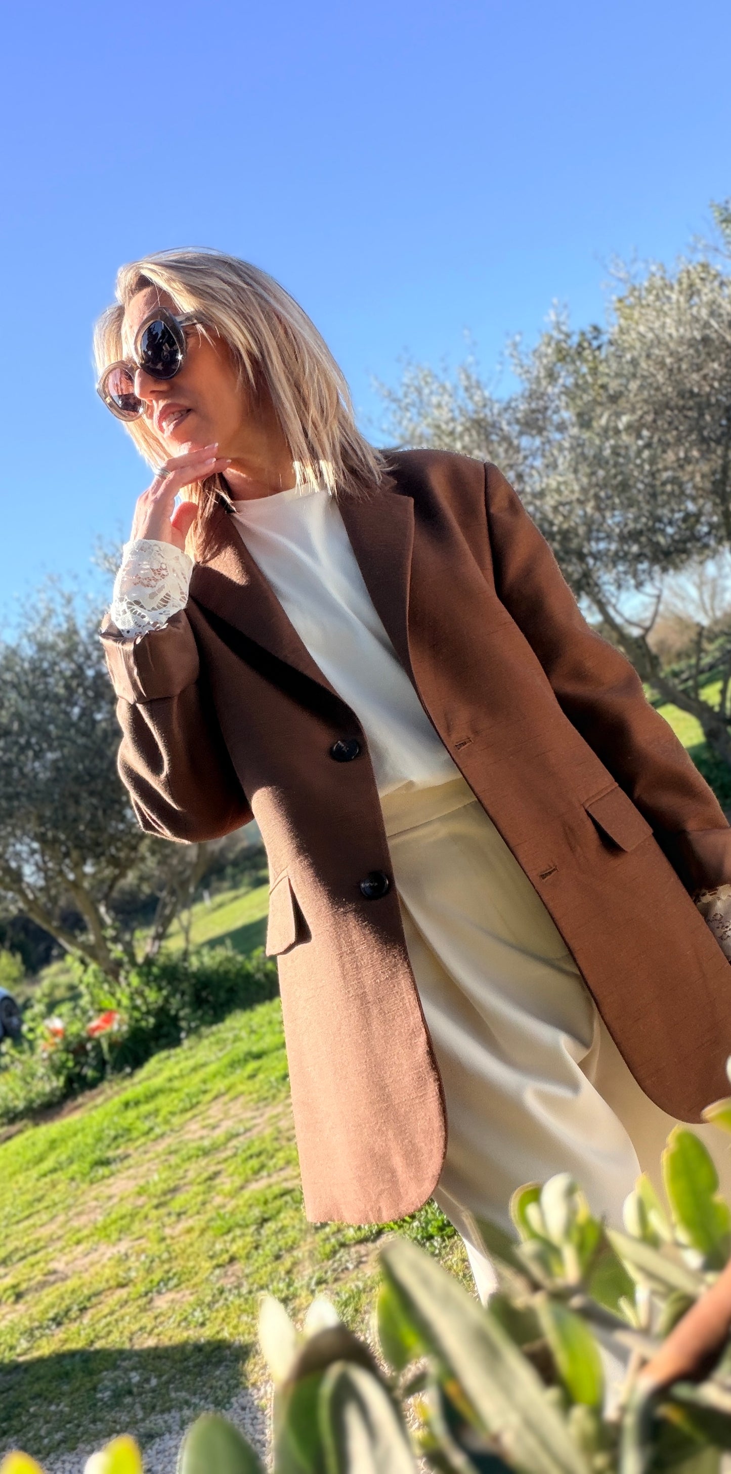 blazer lin chic femme
