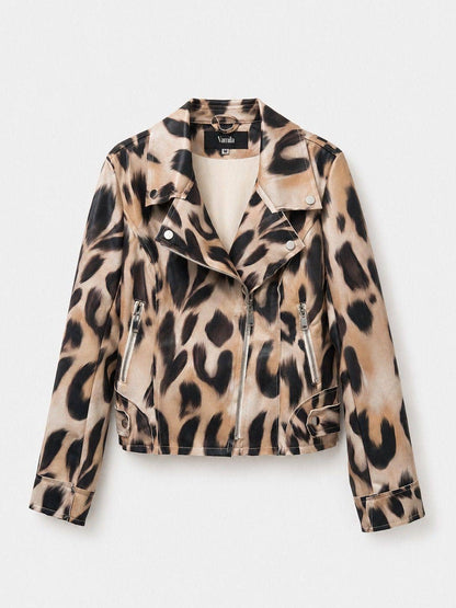 VESTE BIKER LÉOPARD BEIGE - Vestiaire du Sud