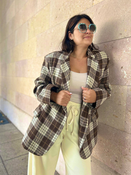 Veste Isabella - Blazer à carreaux chocolat automne 2025